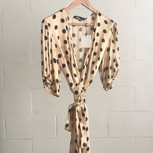 Zara silk wrap polka dot dress